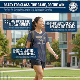 Georgia Tech Yellowjackets NCAA Womens Tag-Less Ultra Soft Tailgate T-Shirt - Navy Heather