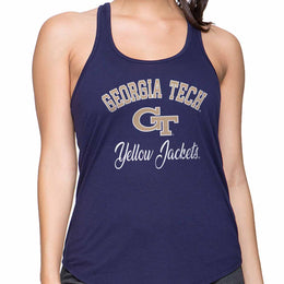 Georgia Tech Yellowjackets NCAA Womens Tag-Less Ultra Soft Tailgate Tank Top - Navy Heather