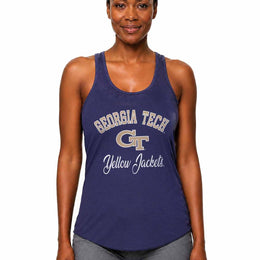 Georgia Tech Yellowjackets Georgia Tech Yellow Jackets Tailgate Racerback Tank NCAA Women's Licensed - Navy Heather