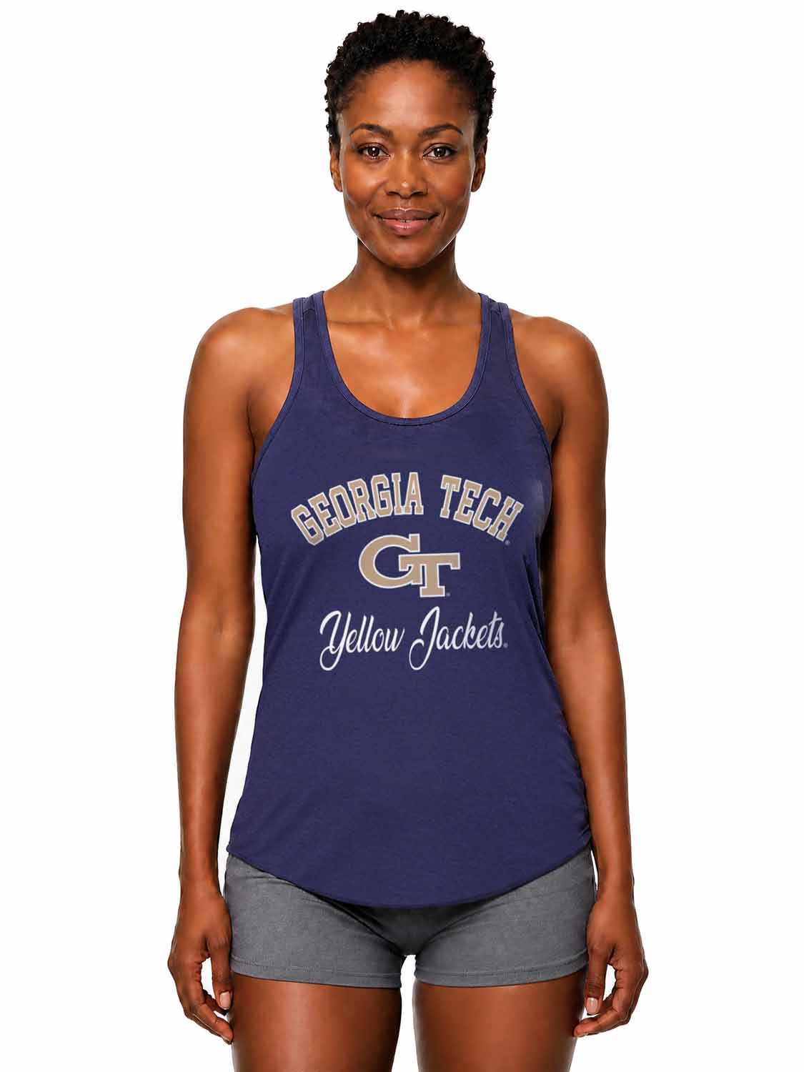 Georgia Tech Yellowjackets Georgia Tech Yellow Jackets Tailgate Racerback Tank NCAA Women's Licensed - Navy Heather