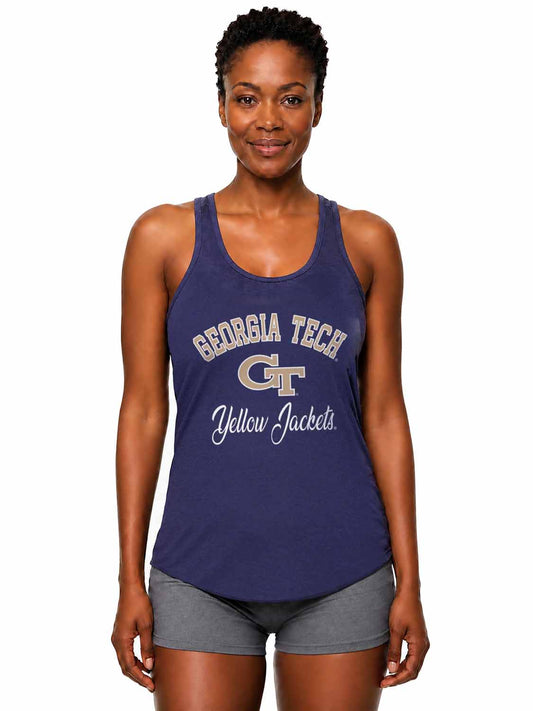 Georgia Tech Yellowjackets Georgia Tech Yellow Jackets Tailgate Racerback Tank NCAA Women's Licensed - Navy Heather