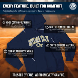Georgia Tech Yellowjackets NCAA Adult Tackle Twill Hooded Sweatshirt - Navy