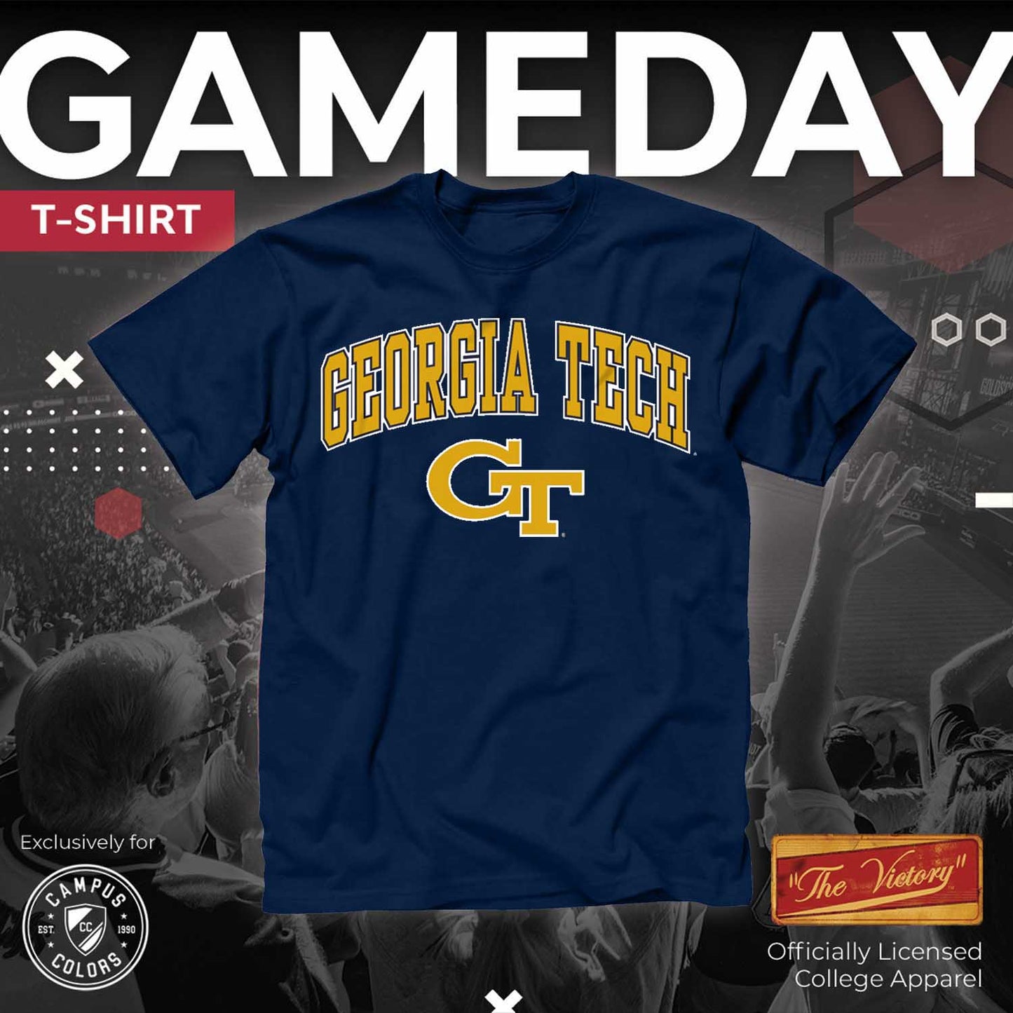 Georgia Tech Yellowjackets Arch and Logo Short Sleeve T-shirt - Navy