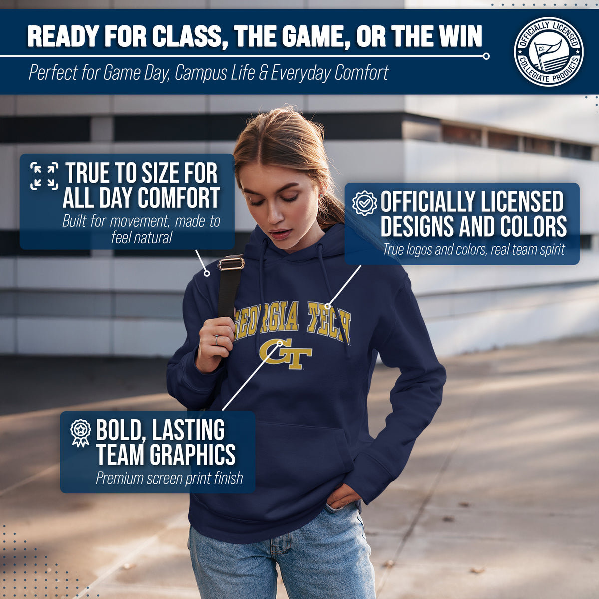 GAT Arch & Logo Gameday Hoodie - Navy