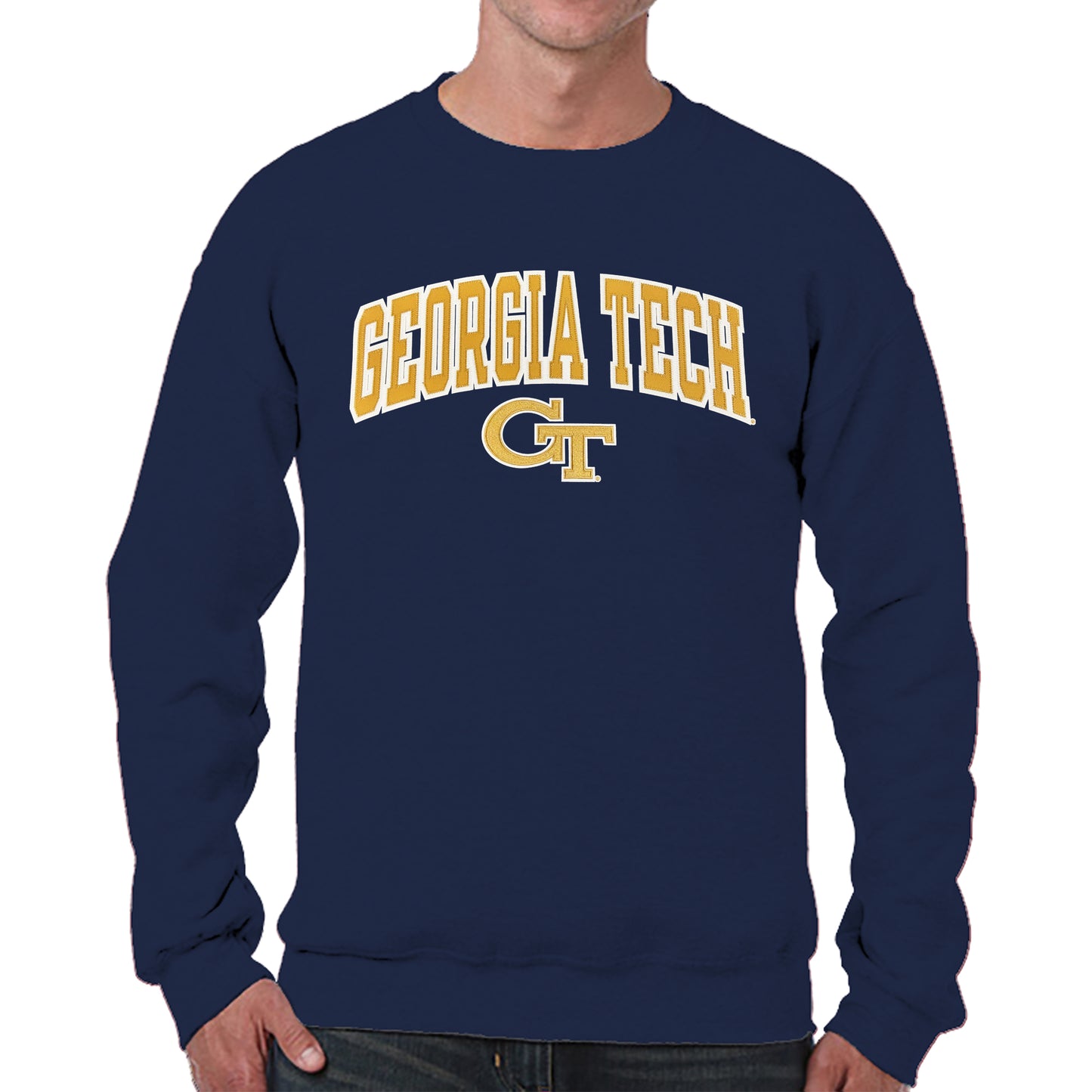 Georgia Tech Yellowjackets Adult Tackle Twill Crewneck - Navy