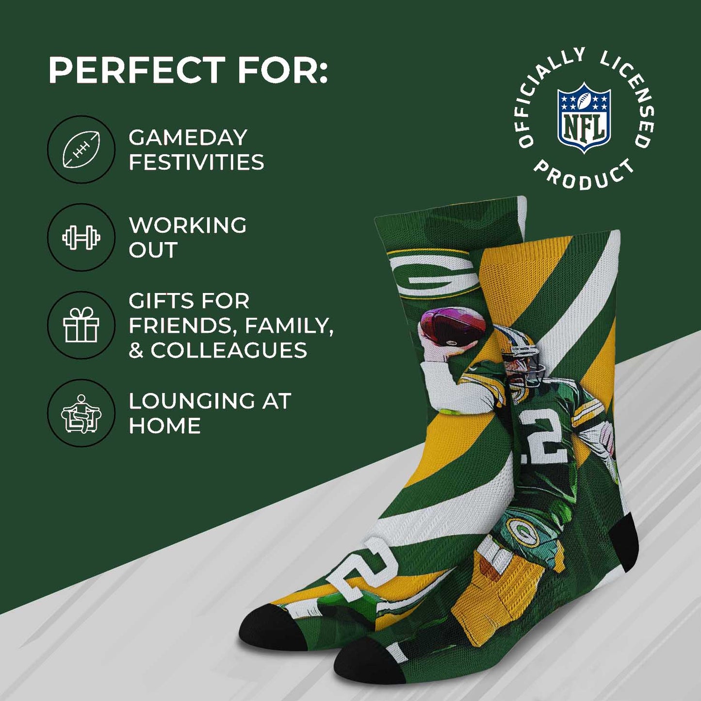 Green Bay Packers NFL Youth Player Stripe Sock - Green #12