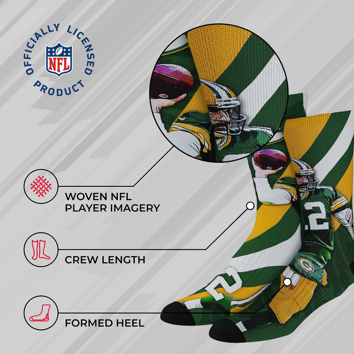 Green Bay Packers NFL Youth Player Stripe Sock - Green #12