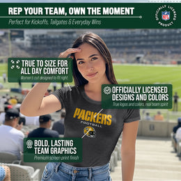 Green Bay Packers Women's NFL Football Helmet Short Sleeve Tagless T-Shirt - Charcoal