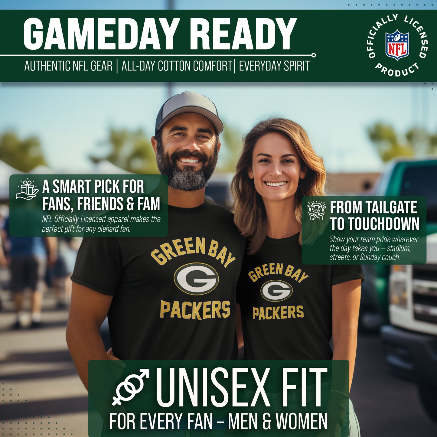 Green Bay Packers Team Fan Apparel NFL  Gameday T-Shirt - Black