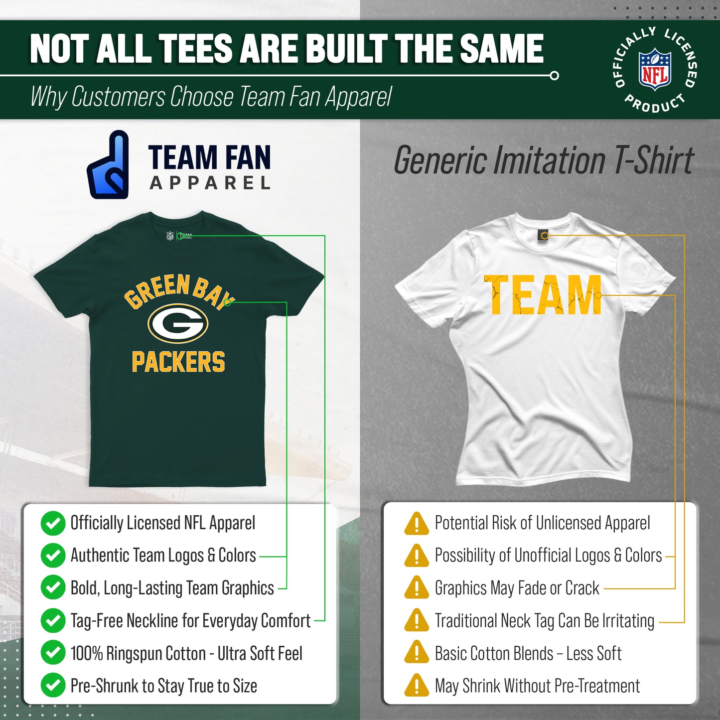 Green Bay Packers Team Fan Apparel NFL  Gameday T-Shirt - Forest Green