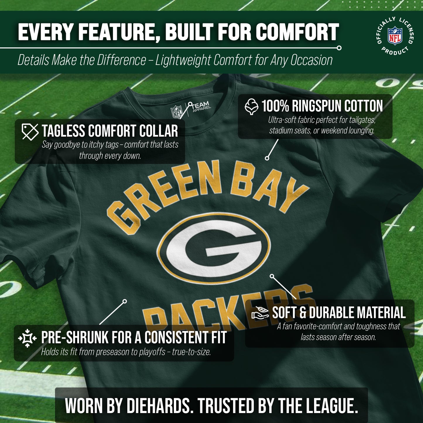 Green Bay Packers Team Fan Apparel NFL  Gameday T-Shirt - Forest Green