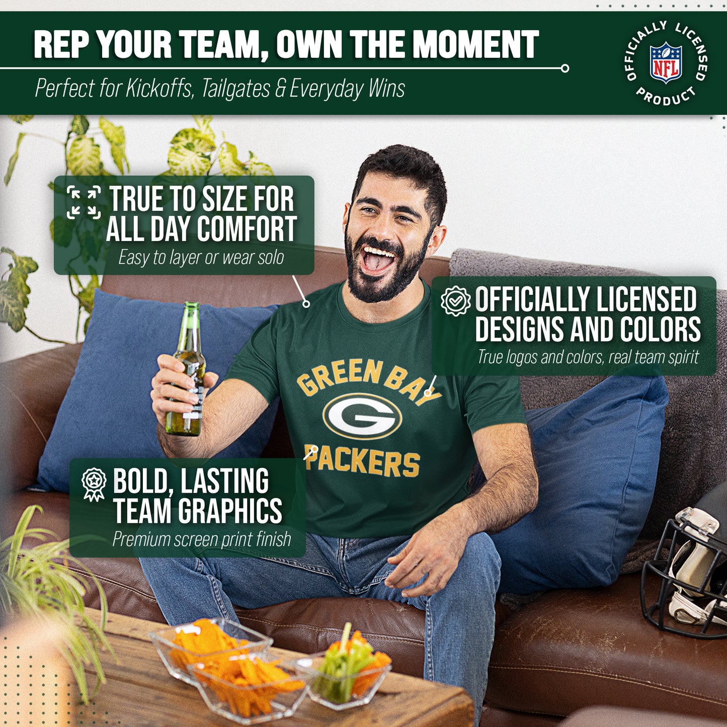 Green Bay Packers Team Fan Apparel NFL  Gameday T-Shirt - Forest Green