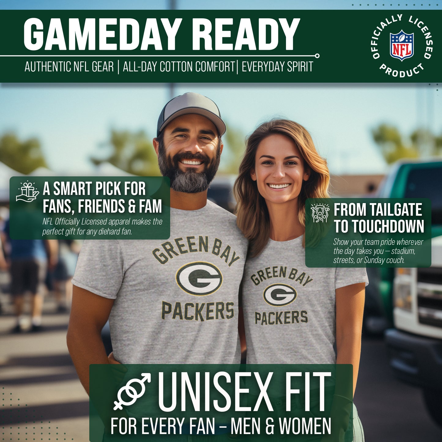 Green Bay Packers Team Fan Apparel NFL  Gameday T-Shirt - Gray