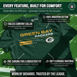 Green Bay Packers Adult NFL Speed Stat Sheet T-Shirt - Forest Green