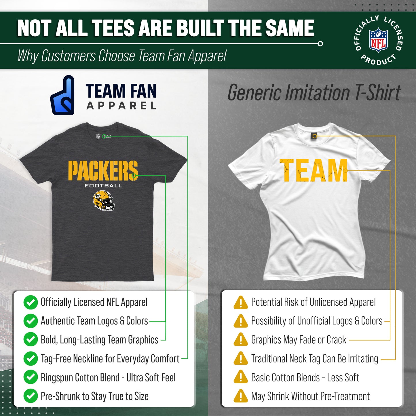 Green Bay Packers NFL Adult Football Helmet Tagless T-Shirt - Charcoal