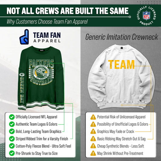 Green Bay Packers  NFL Franchise Striped Rib Oversized Crewneck Men - Hunter Green