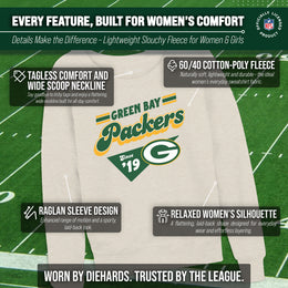 Green Bay Packers NFL Womens Vintage Charm French Terry Slouchy Top - Birch