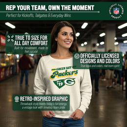 Green Bay Packers NFL Womens Vintage Charm French Terry Slouchy Top - Birch