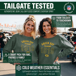 Green Bay Packers NFL Womens Big Date French Terry Slouchy Top - Forest Green Heather