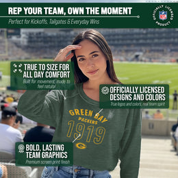 Green Bay Packers NFL Womens Big Date French Terry Slouchy Top - Forest Green Heather