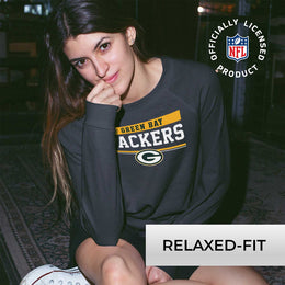 Green Bay Packers NFL Womens Team Block French Terry Slouchy Top - Charcoal
