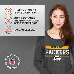 Green Bay Packers NFL Womens Team Block French Terry Slouchy Top - Charcoal