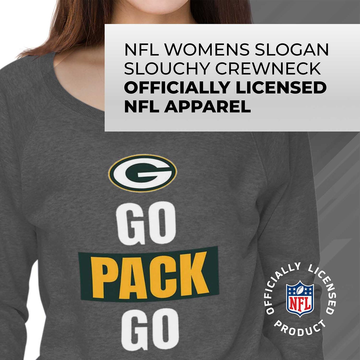 Green Bay Packers NFL Womens Plus Size Team Slogan Crew Neck - Sport Gray