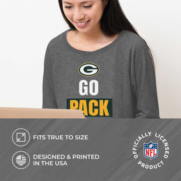 Green Bay Packers NFL Womens Plus Size Team Slogan Crew Neck - Sport Gray