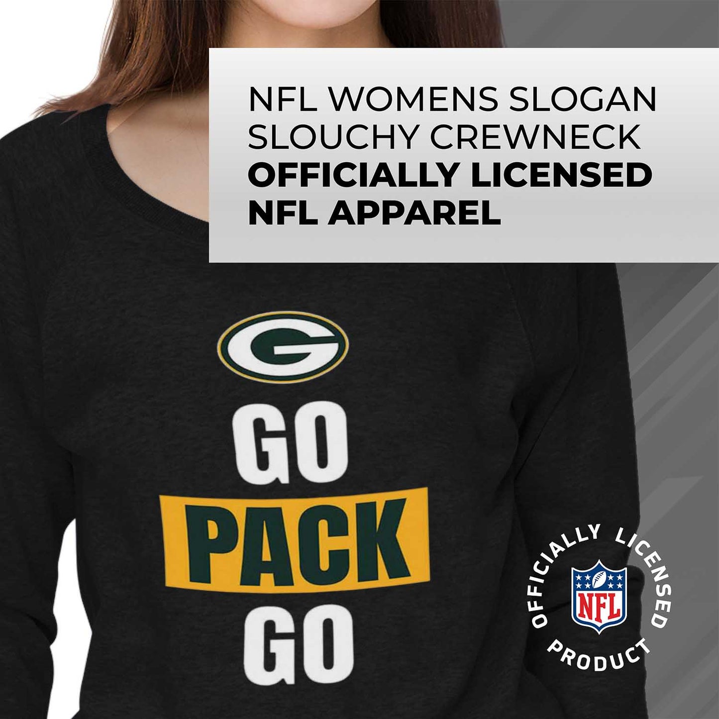 Green Bay Packers NFL Womens Plus Size Team Slogan Crew Neck - Black