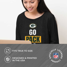 Green Bay Packers NFL Womens Team Slogan Crew Neck - Black