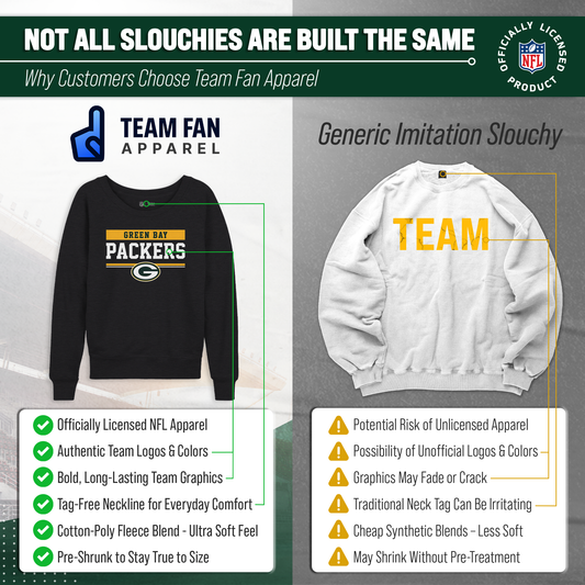 Green Bay Packers NFL Womens Team Block French Terry Slouchy Top - Charcoal