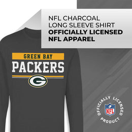 Green Bay Packers NFL Adult Charcoal Long Sleeve T Shirt - Charcoal