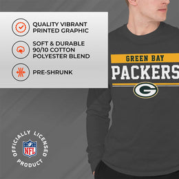 Green Bay Packers NFL Adult Charcoal Long Sleeve T Shirt - Charcoal
