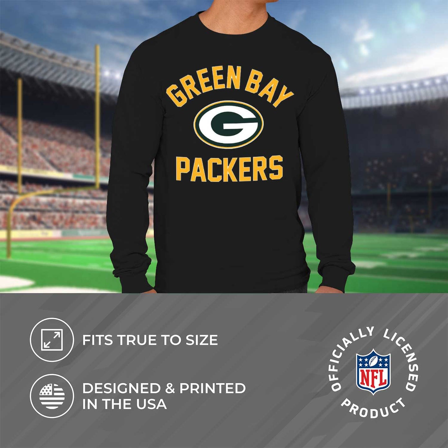 Green Bay Packers NFL Gameday Adult Long Sleeve Shirt - Black