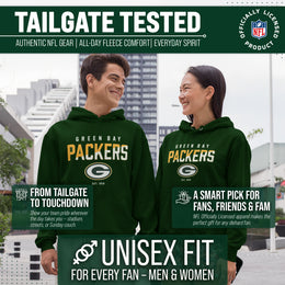 Green Bay Packers Adult NFL Diagonal Fade Fleece Hooded Sweatshirt - Forest Green
