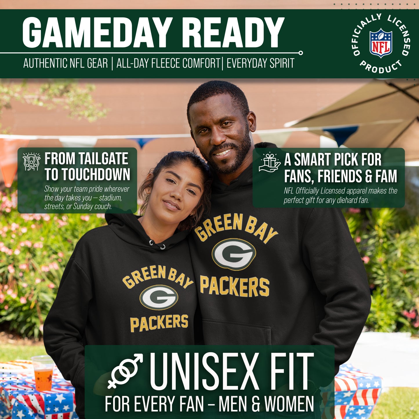 Green Bay Packers Team Fan Apparel NFL  Gameday Hoodie - Black