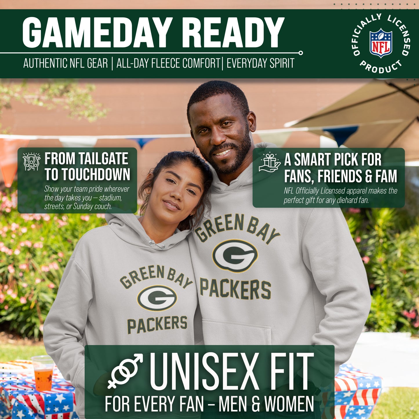 Green Bay Packers Team Fan Apparel NFL  Gameday Hoodie - Gray