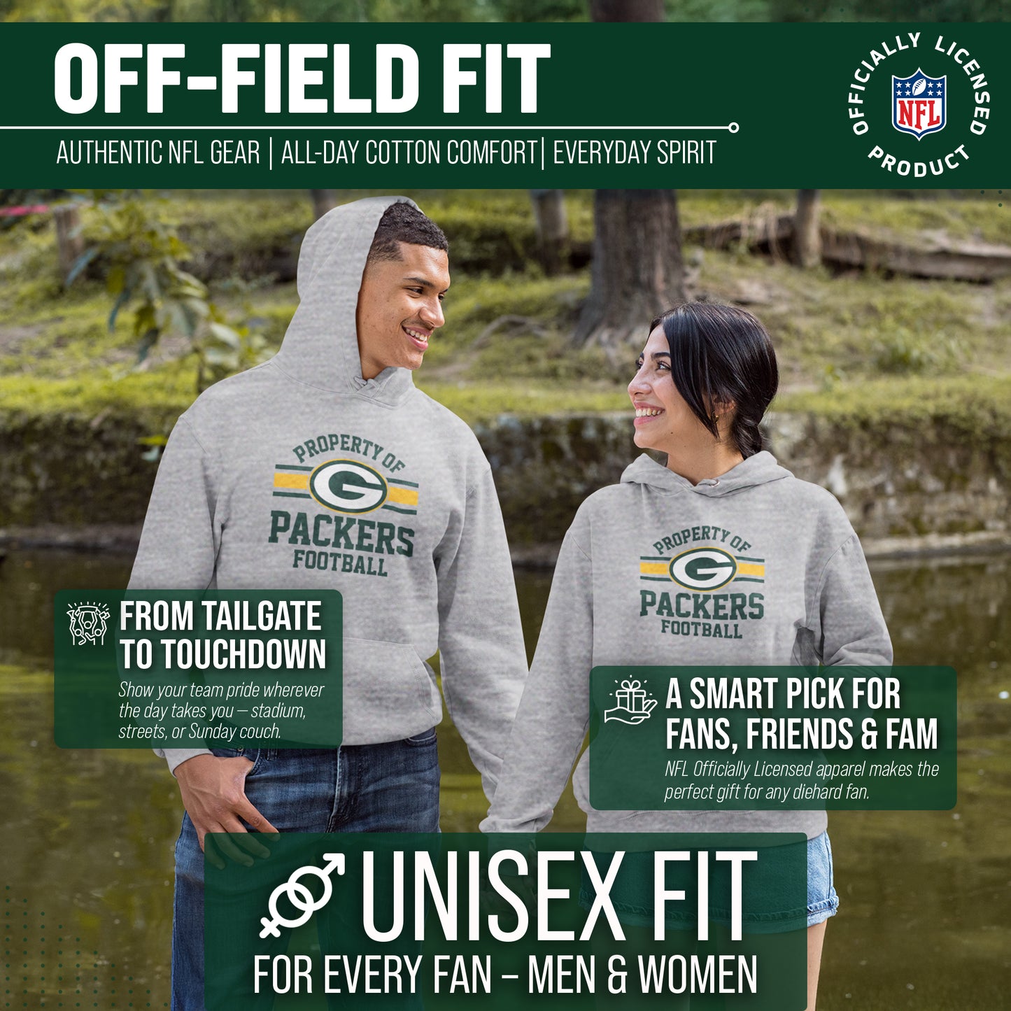 Green Bay Packers NFL Adult Property Of Hooded Sweatshirt - Sport Gray