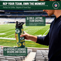 Green Bay Packers NFL 34oz Quencher Stainless Steel Insulated Water Bottle - Hunter Green