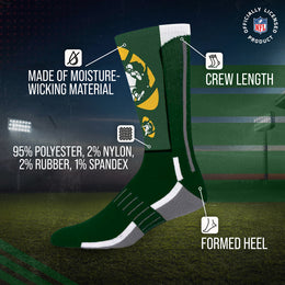 Green Bay Packers NFL V Curve  Socks - Team Color