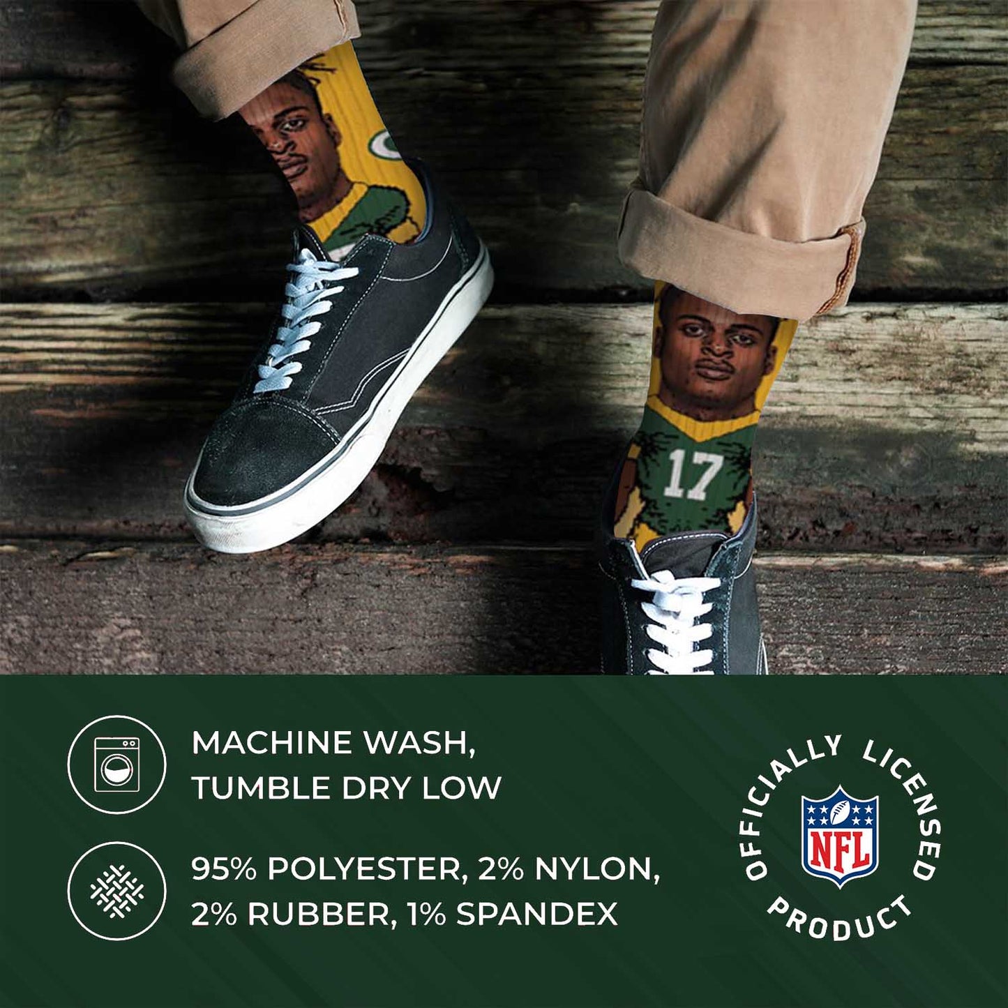 Green Bay Packers FBF NFL V Curve Socks - Gold #17