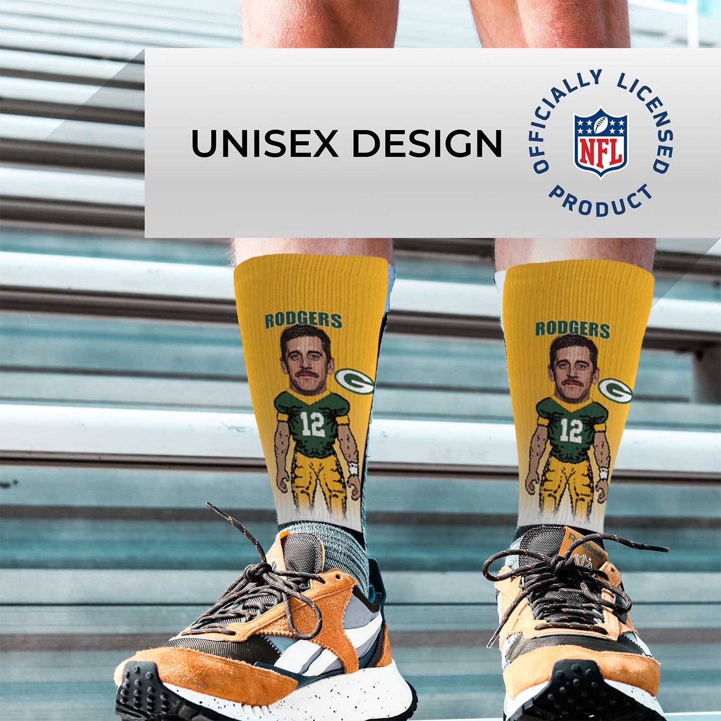 Green Bay Packers NFL Adult V Curve MVP Player Crew Socks - Gold