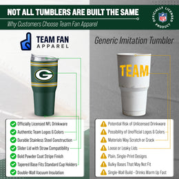 Green Bay Packers  30 oz Stripe Powder Coat Tumbler | NFL Stainless - Hunter Green