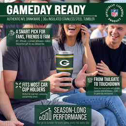 Green Bay Packers  30 oz Stripe Powder Coat Tumbler | NFL Stainless - Hunter Green