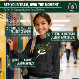 Green Bay Packers NFL Youth Home Team Hoodie- Kids Hooded Sweatshirt - Black