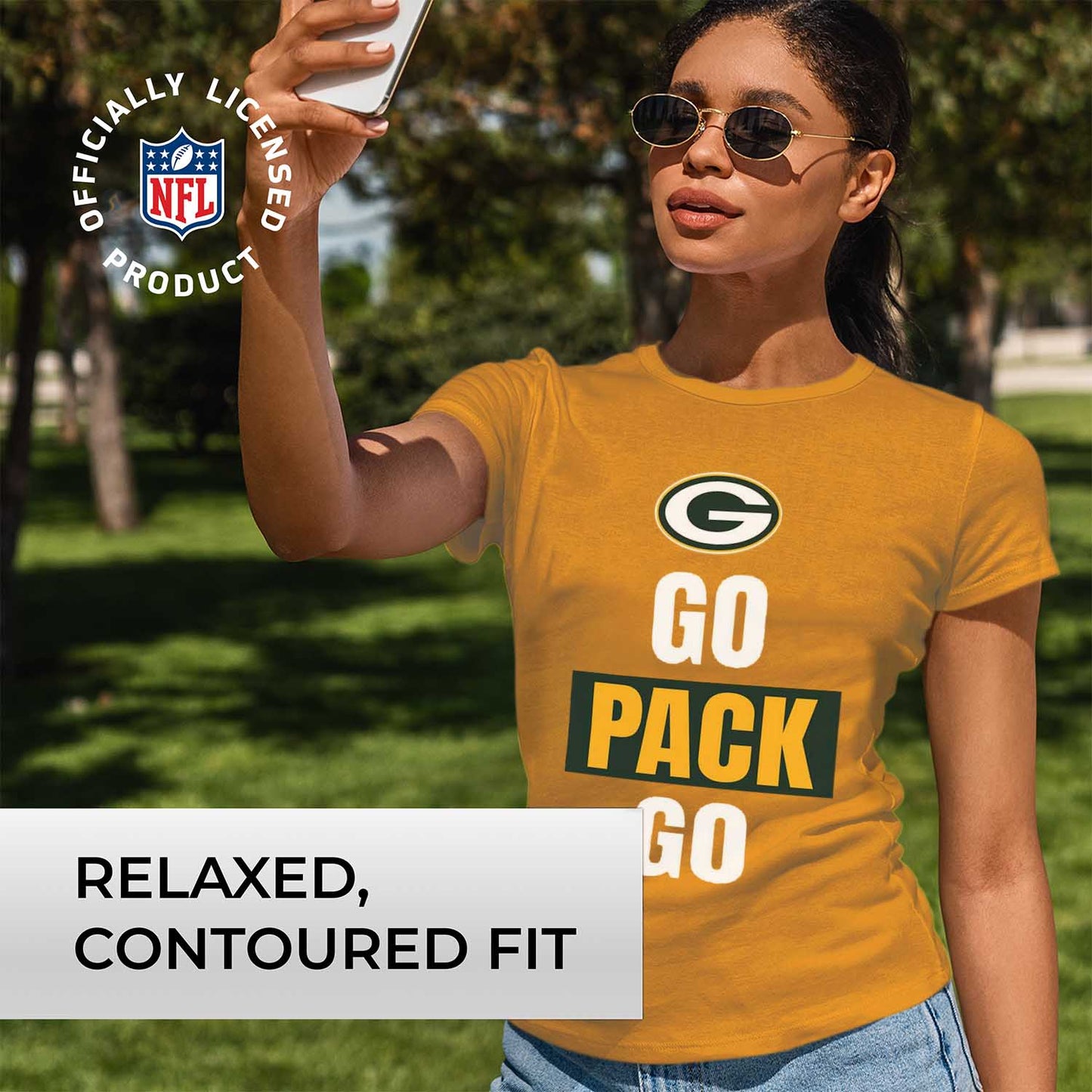 Green Bay Packers NFL Womens Plus Size Team Slogan Short Sleeve T-Shirt - Yellow