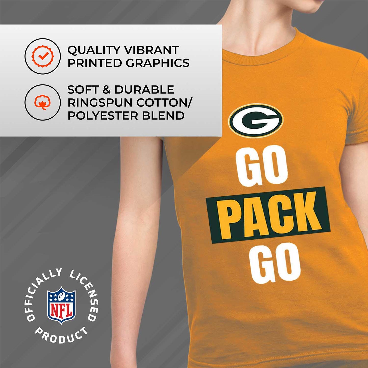 Green Bay Packers NFL Womens Plus Size Team Slogan Short Sleeve T-Shirt - Yellow