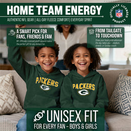 Green Bay Packers NFL Youth Home Team Hoodie- Kids Hooded Sweatshirt - Green