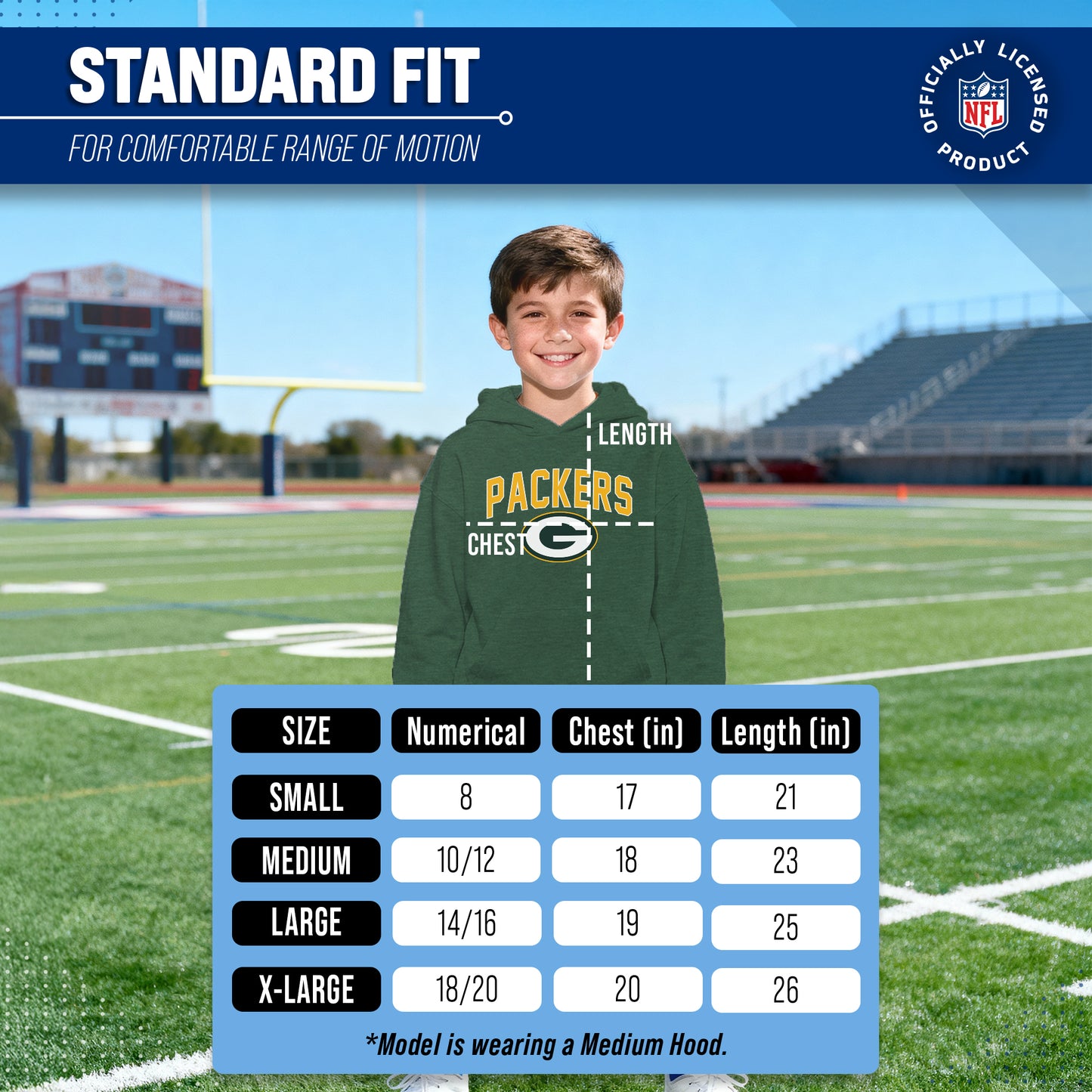 Green Bay Packers NFL Youth Home Team Hoodie- Kids Hooded Sweatshirt - Green