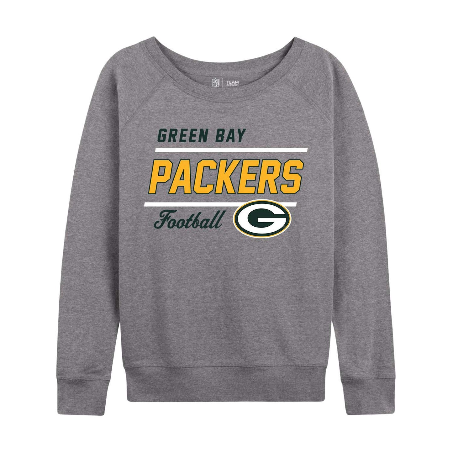 Green Bay Packers NFL Womens Plus Size Crew Neck Light Weight - Sport Gray